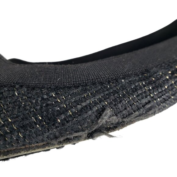 Tory Burch Caroline Arabia Black Elastic Flats 10M, Flaws - Picture 5 of 13